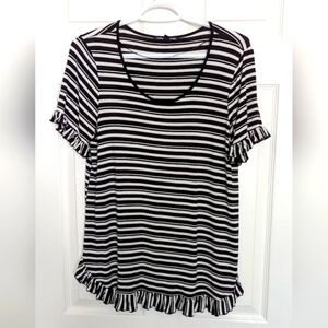 Cable & Gauge Women's (Medium)Top/Tshirt With Ruffled Sleeves & Bottom Hem